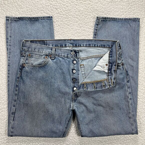 VTG Levi’s 501 Men’s Jeans 36x30 (Actual 34x29) Y2K Grunge Straight Leg Denim - Picture 1 of 12